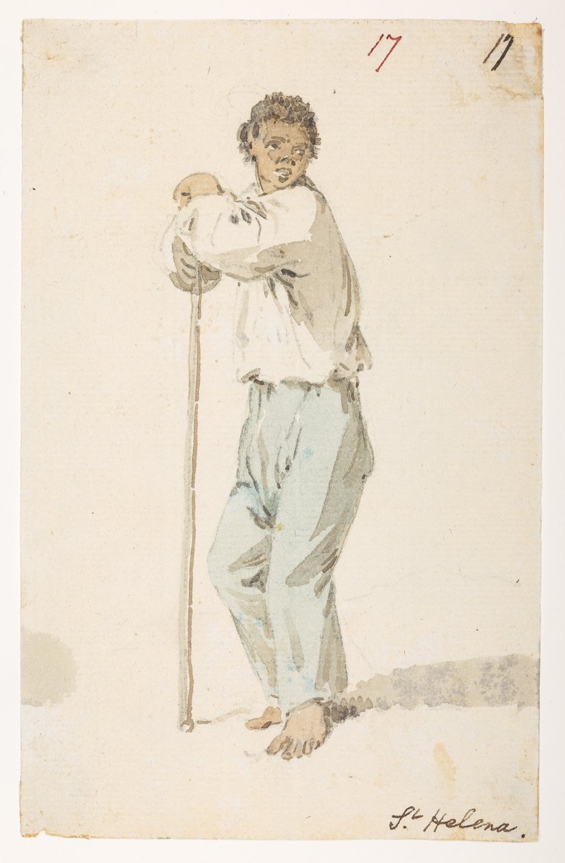 17 Habitantes de ‘St. Elena.  de un álbum de 372 dibujos de paisajes, costas, disfraces y la vida cotidiana realizados durante la embajada de Lord Macartney ante el emperador de China, entre 1792 y 1794 (lápiz y acuarela sobre papel) de William Alexander