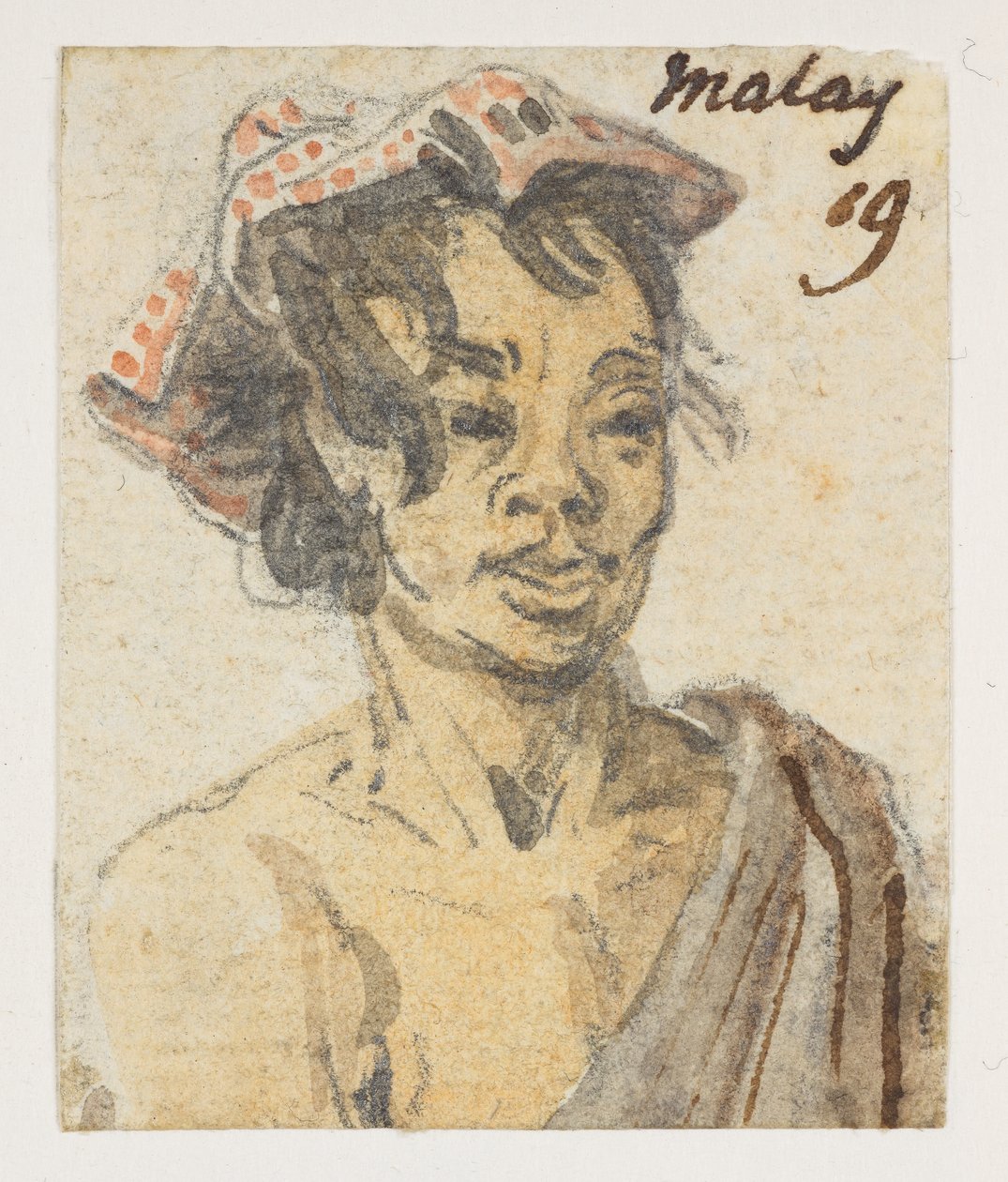 19’ Malayo.’  de un álbum de 372 dibujos de paisajes, costas, disfraces y la vida cotidiana realizados durante la embajada de Lord Macartney ante el emperador de China, entre 1792 y 1794 (lápiz y acuarela sobre papel) de William Alexander