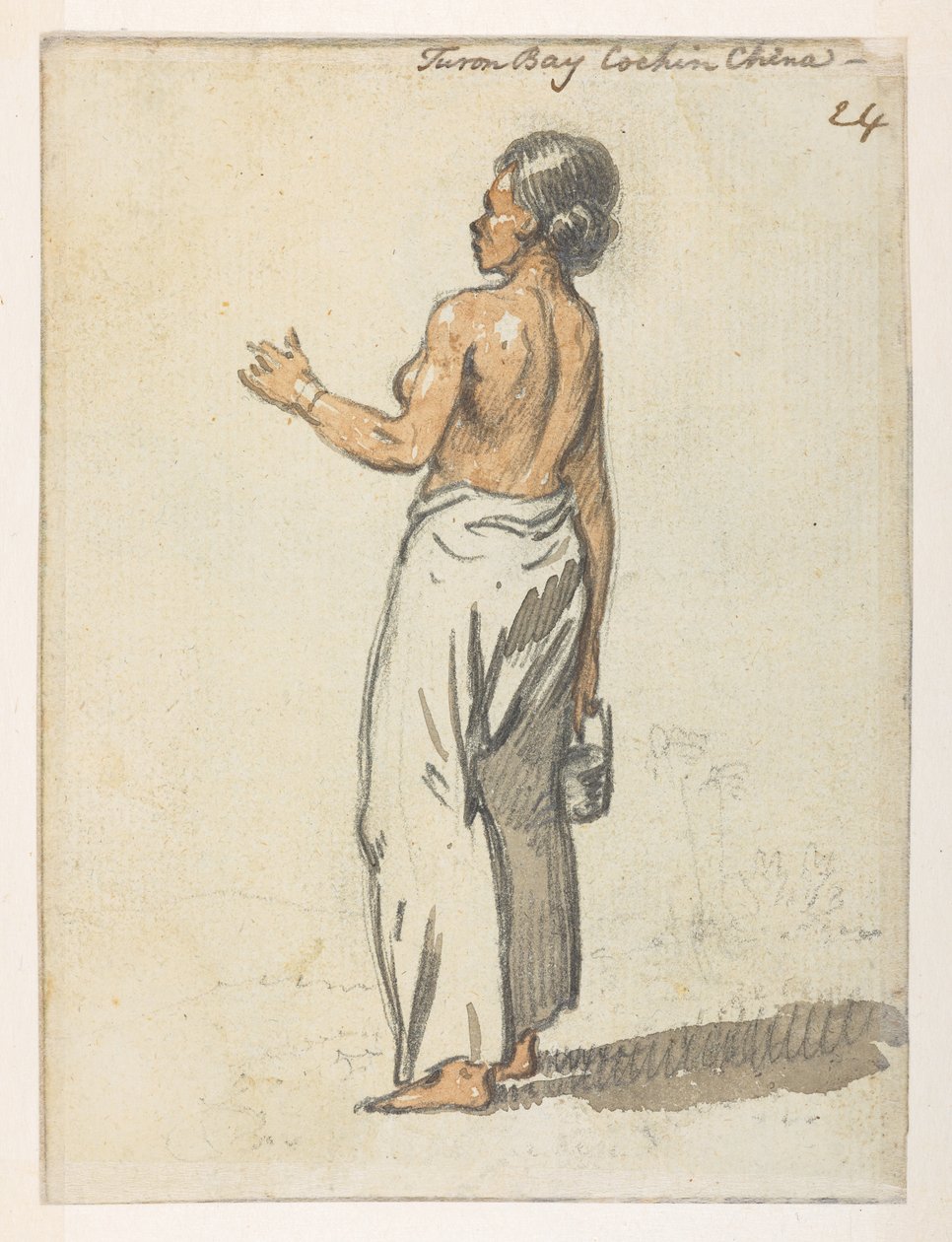 24 Mujer de ‘Turon Bay, Cochin China,’  de un álbum de 372 dibujos de paisajes, costas, disfraces y la vida cotidiana realizados durante la embajada de Lord Macartney ante el emperador de China, entre 1792 y 1794 (lápiz y acuarela sobre papel) de William Alexander
