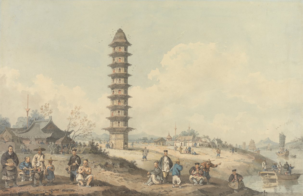 Ciudad de Lin Tsin, Shantung, con vistas al Gran Canal de William Alexander