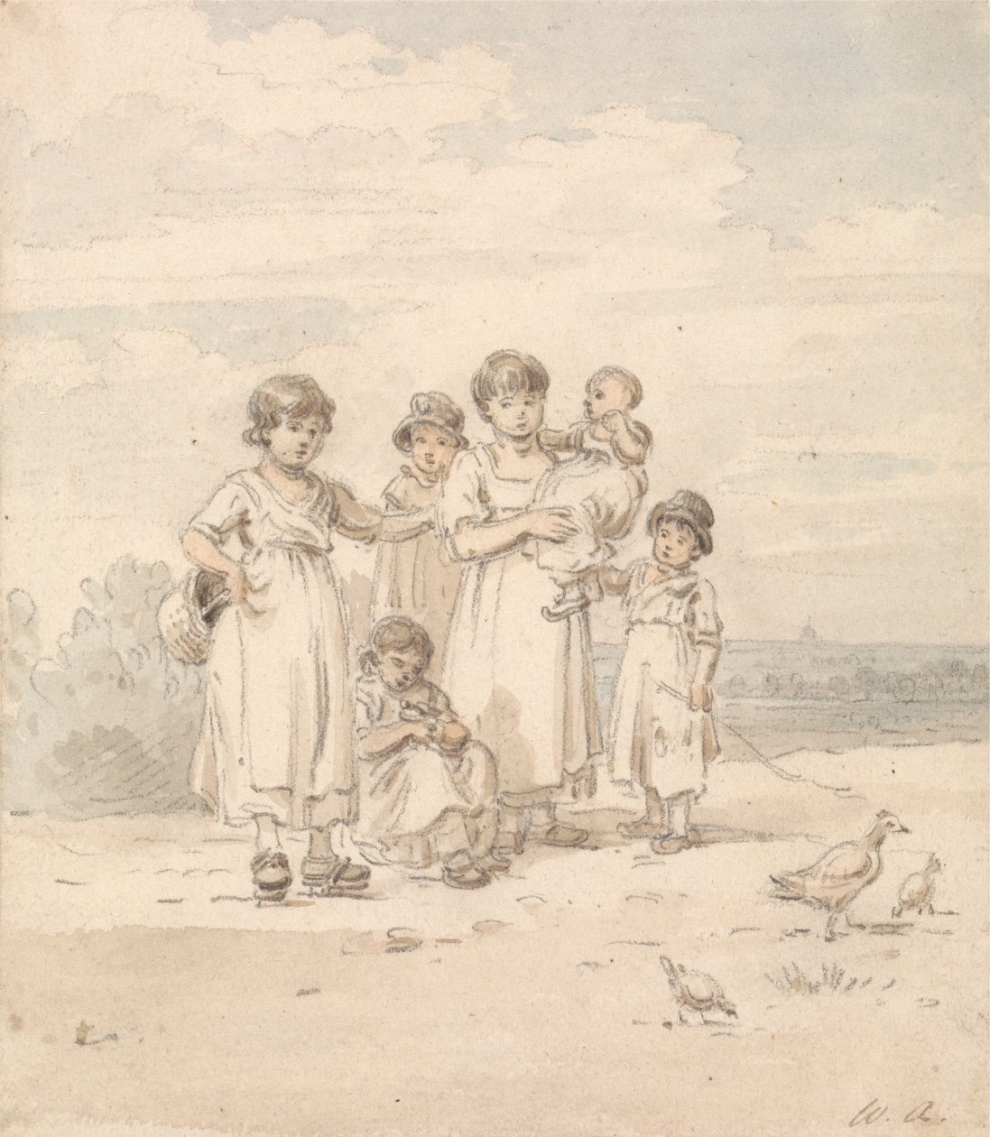 Grupo de niños ingleses: Vista lejana de San Pablo de William Alexander