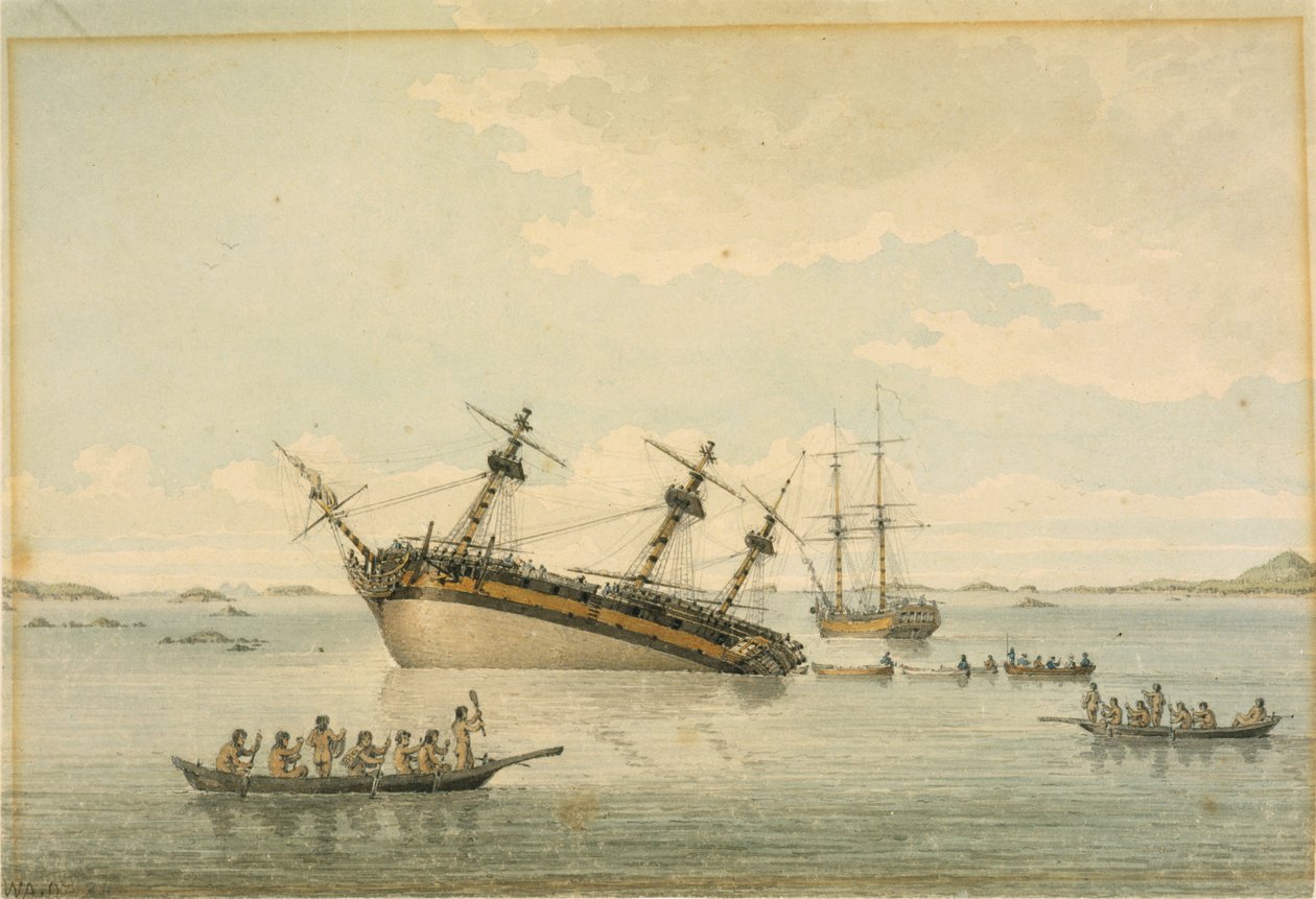 El Discovery en las rocas, Queen Charlotte