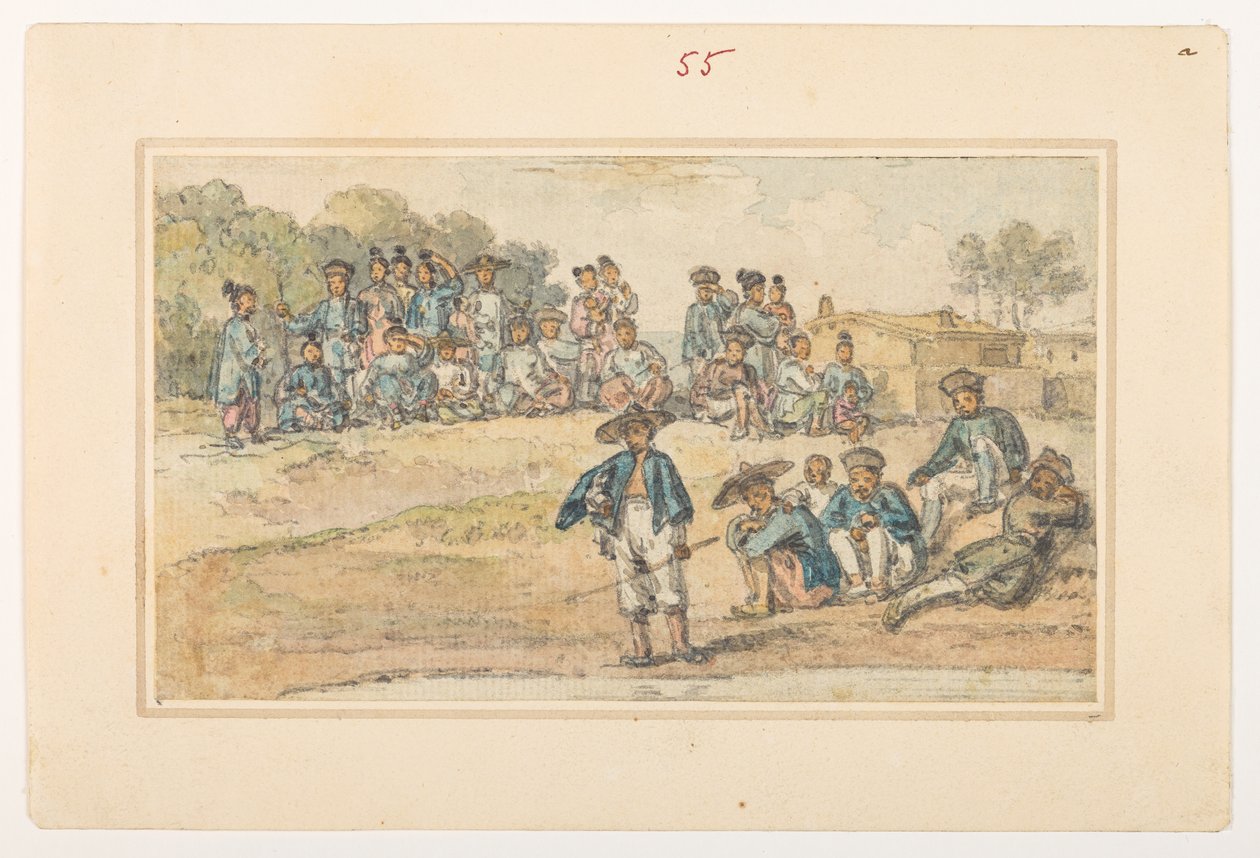 f.11 55 Estudios de chino,  de un álbum de 372 dibujos de paisajes, costas, disfraces y la vida cotidiana realizados durante la embajada de Lord Macartney ante el emperador de China, entre 1792 y 1794 (lápiz y acuarela sobre papel) de William Alexander