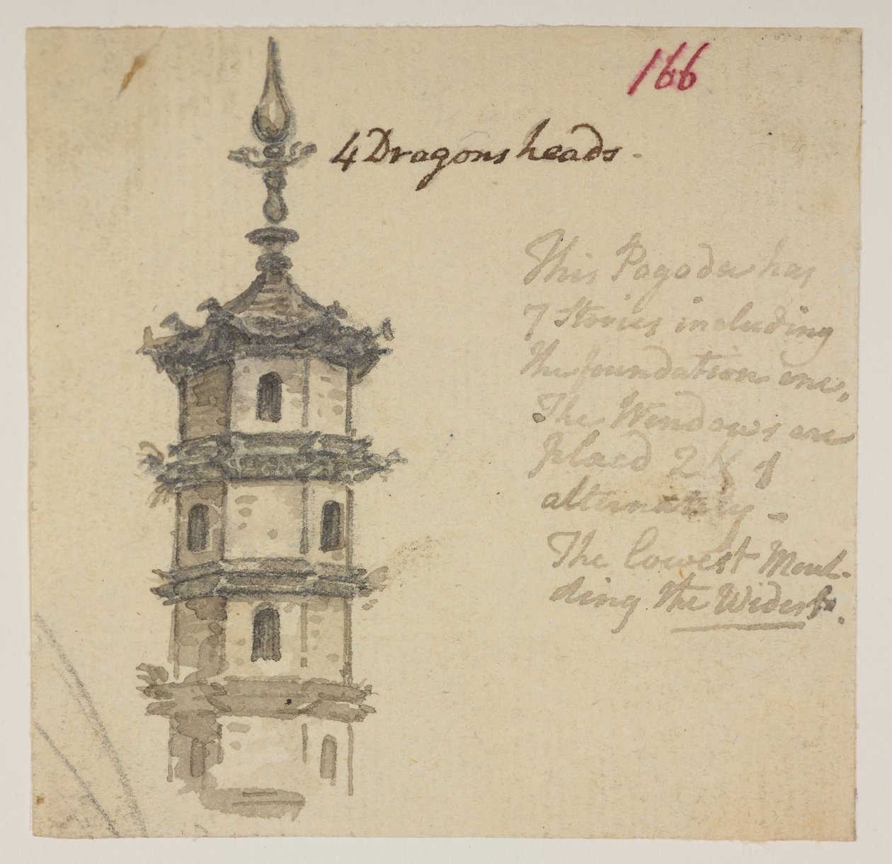 f.63 166 Templo. , de un Álbum de 372 dibujos de paisajes, costas, disfraces y la vida cotidiana realizados durante la embajada de Lord Macartney ante el Emperador de China, entre 1792 y 1794 (lápiz y acuarela sobre papel) de William Alexander