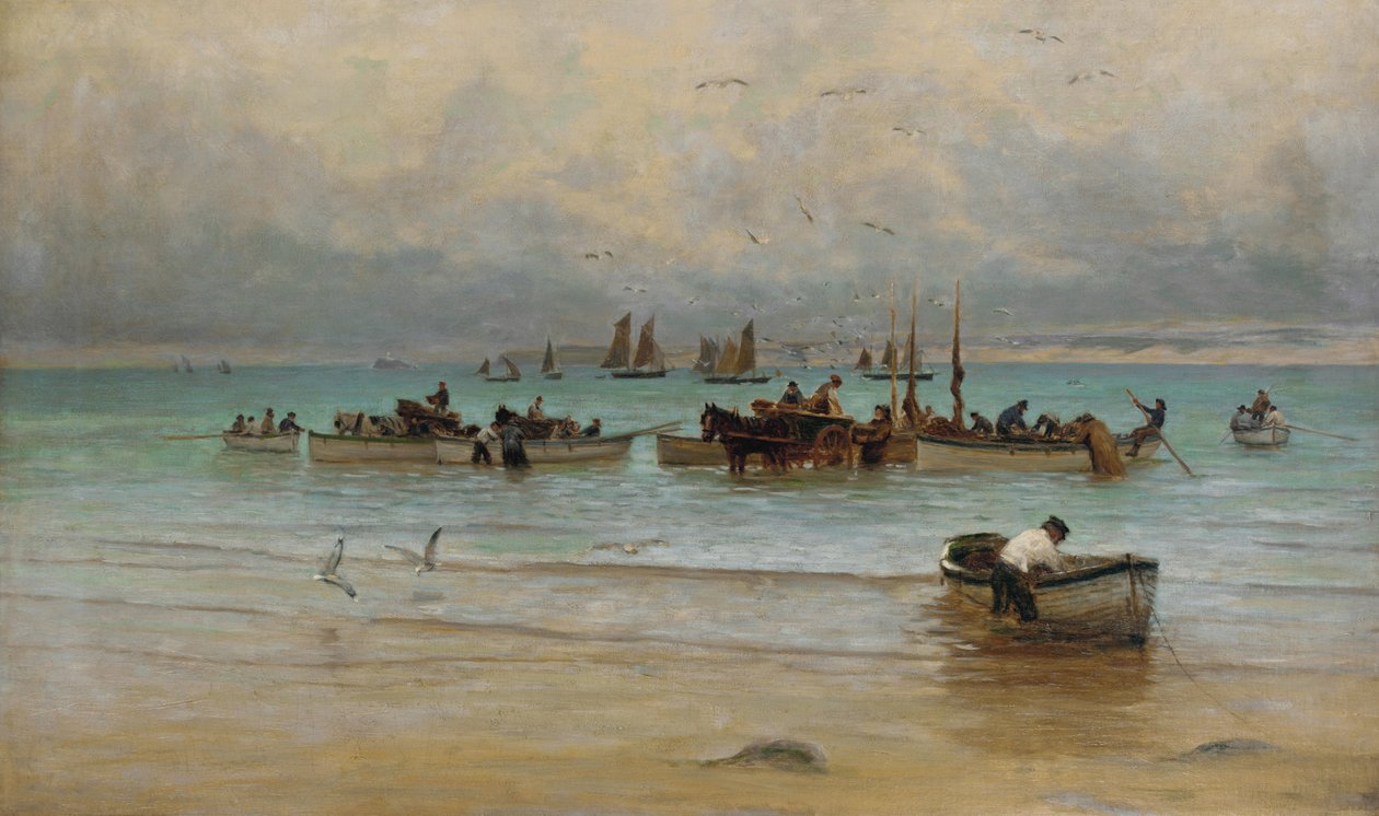 Cargando pescado en marea baja, St. Ives de William Banks Fortescue