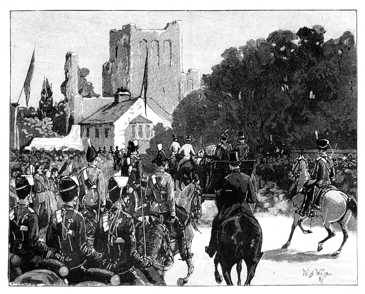 Llegada de la Reina Victoria a Kelso, Escocia, 1887 de William Barnes Wollen
