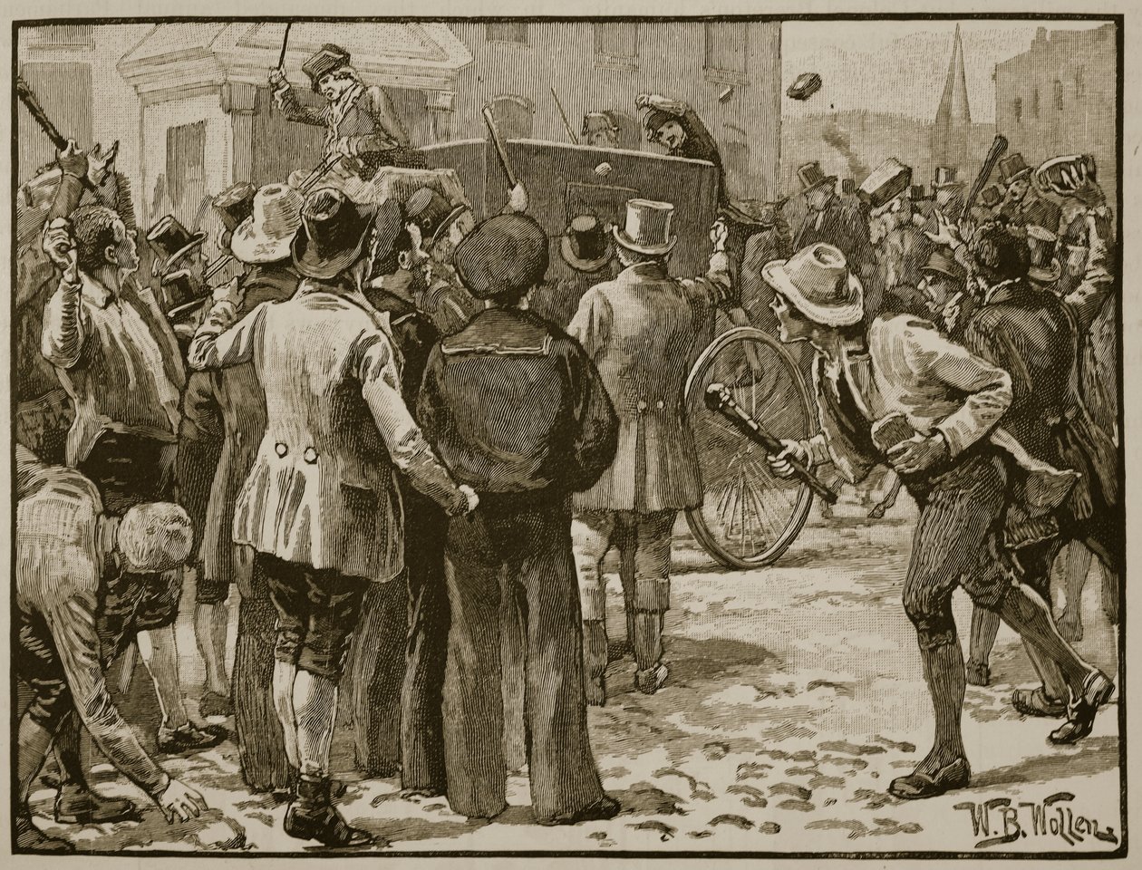 Ataque a Sir Charles Wetherell en Bristol, ilustración de 