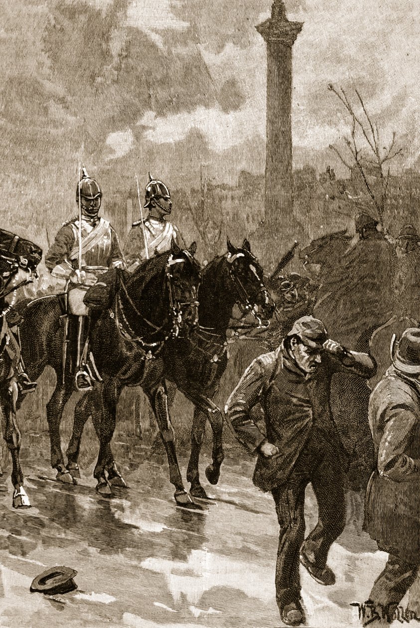 Domingo Sangriento: Los guardias de vida sosteniendo la Plaza Trafalgar, 1887, ilustración de 