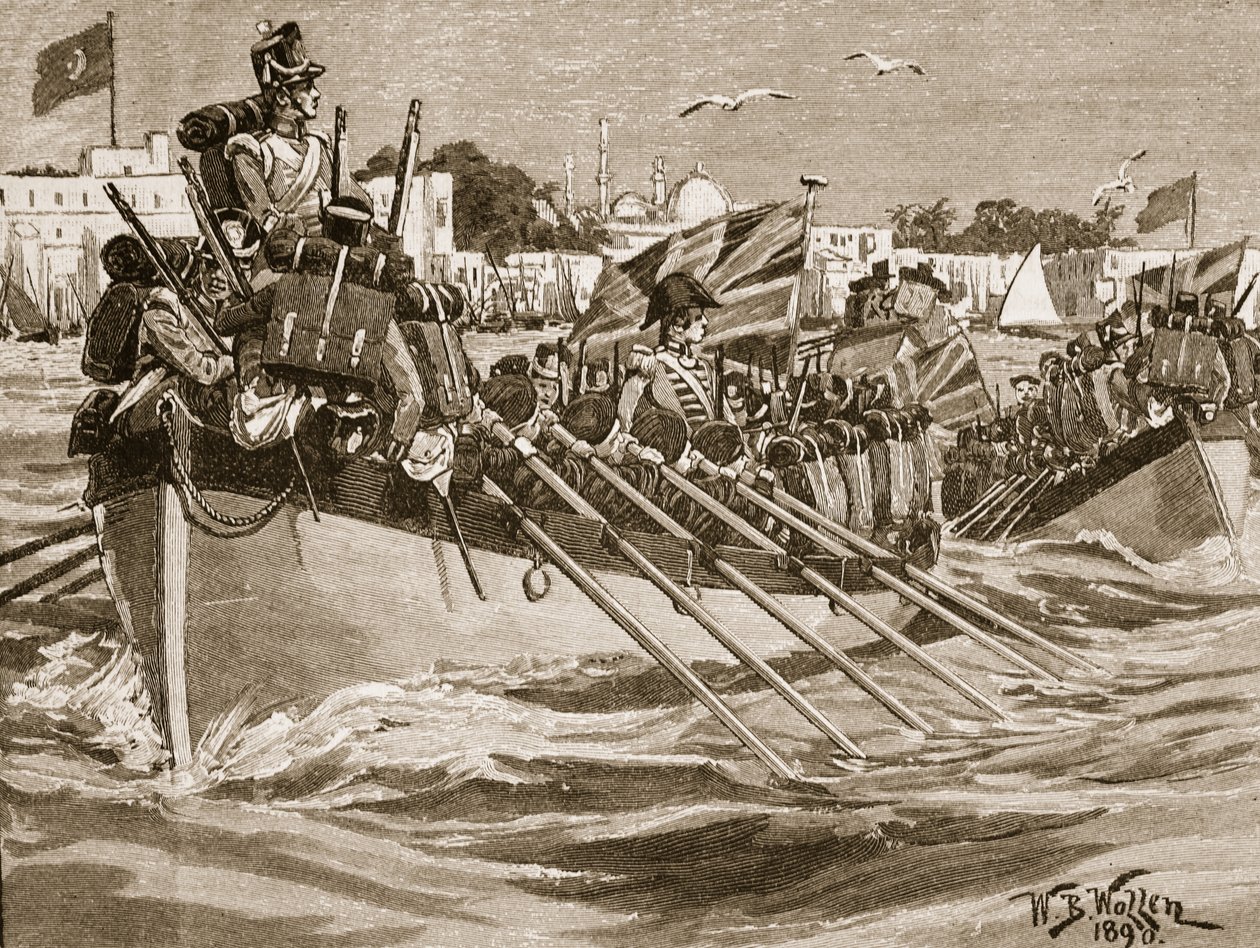 Salida de las Tropas Británicas de Alejandría, 1807, ilustración de 