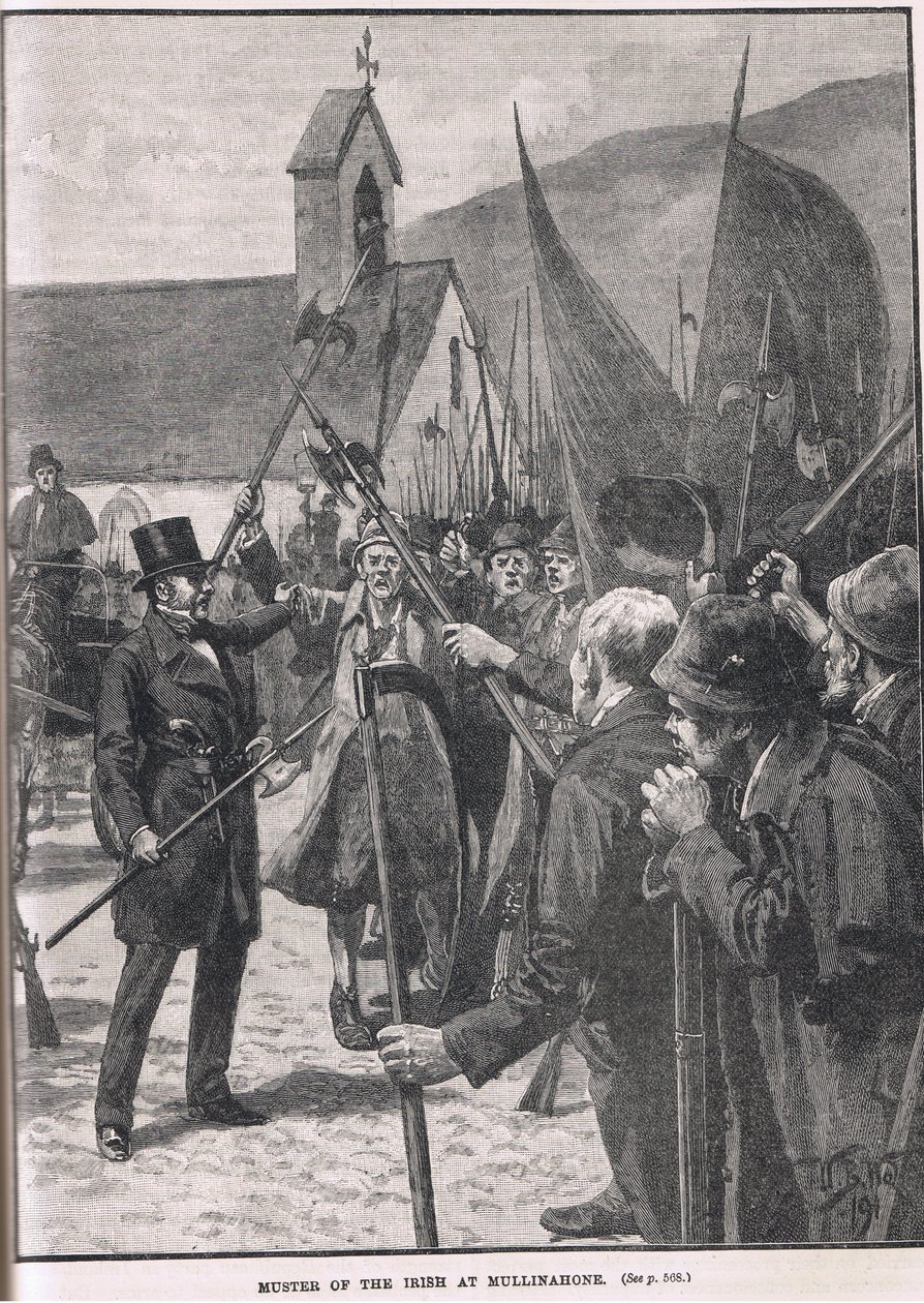 Reunión de los irlandeses en Mullinahone, ilustración de 