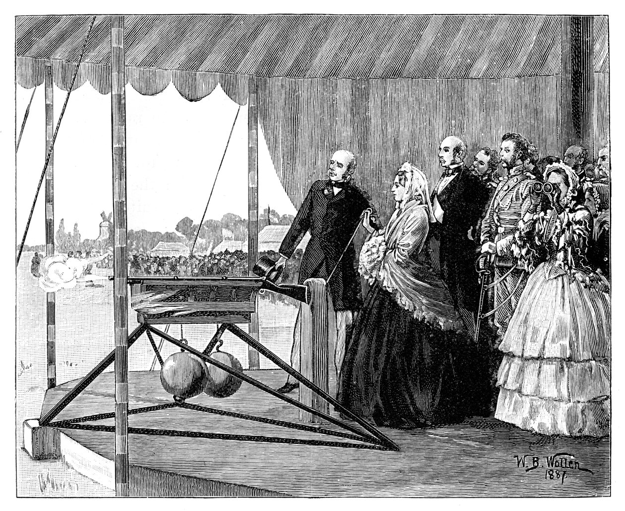 La Reina Victoria disparando el primer tiro en Wimbledon, julio de 1860, 1887 de William Barnes Wollen