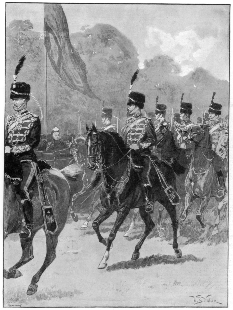 Revisión de la 1ª Brigada de Yeomanry por la reina en el Parque Windsor, 1894 de William Barnes Wollen