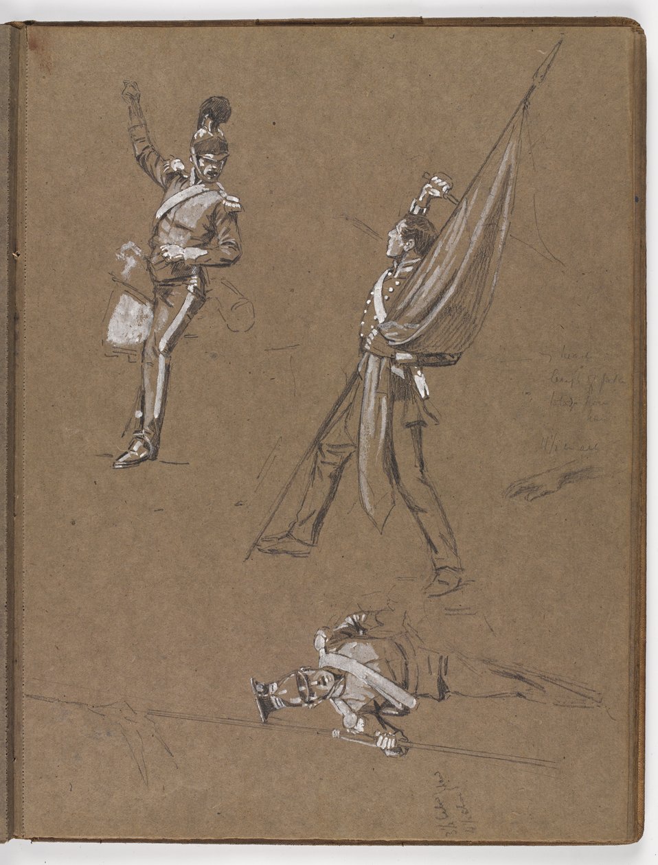 Estudios para la pintura al óleo, La bandera: Albuhera, 16 de mayo de 1811 (detalle) de William Barnes Wollen