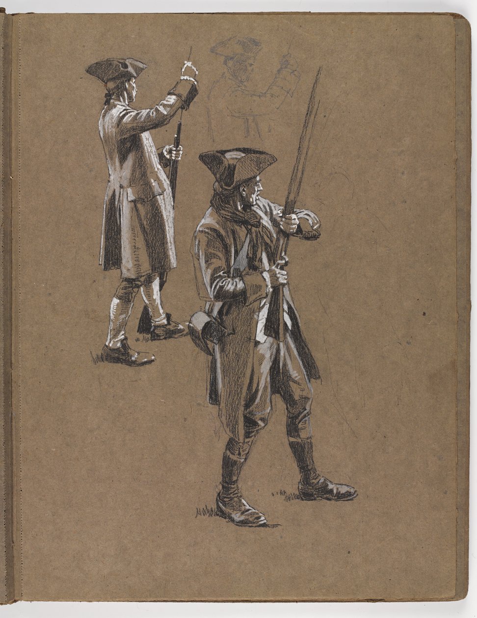 Estudio para la pintura al óleo de William Barns Wollen, ¿La Batalla de Lexington 1775? de William Barnes Wollen
