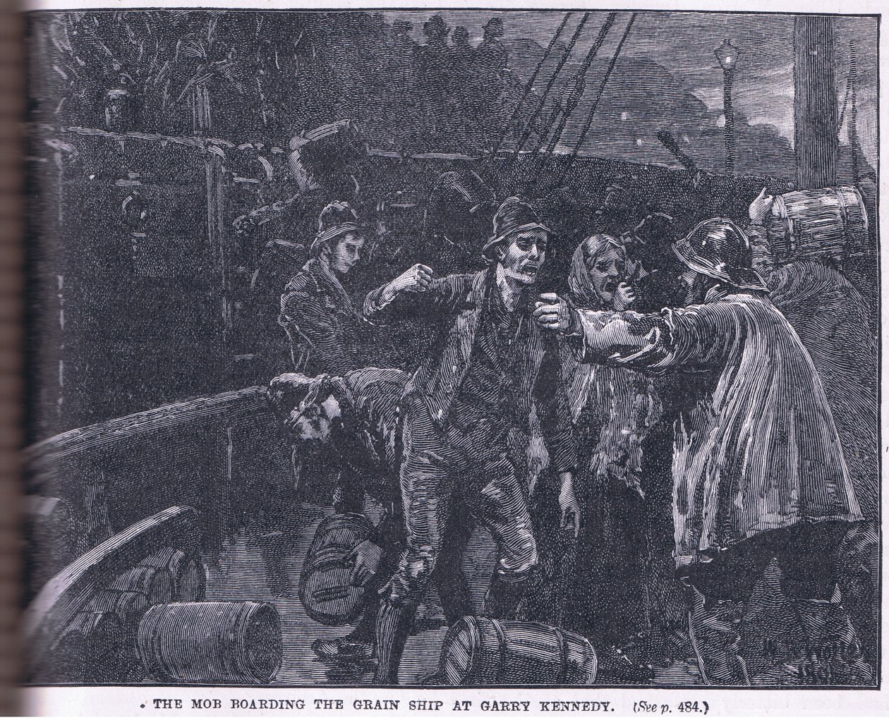 La multitud abordando un barco de grano en Garry Kennedy AD 1841 de William Barnes Wollen