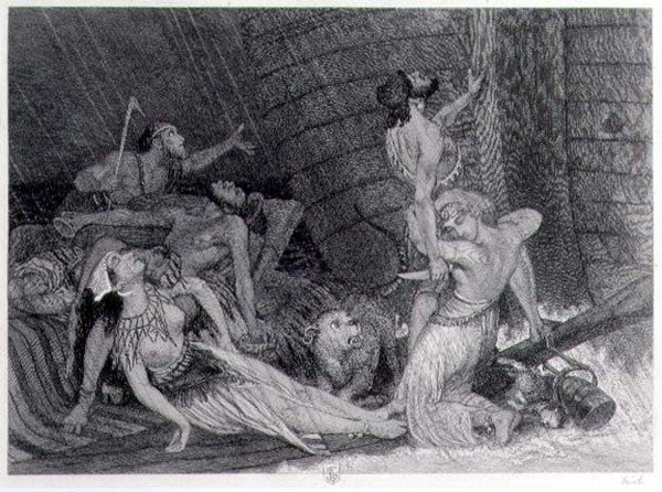 Décimo día de lluvia, prueba para una edición de 1872 de la Biblia de William Bell Scott