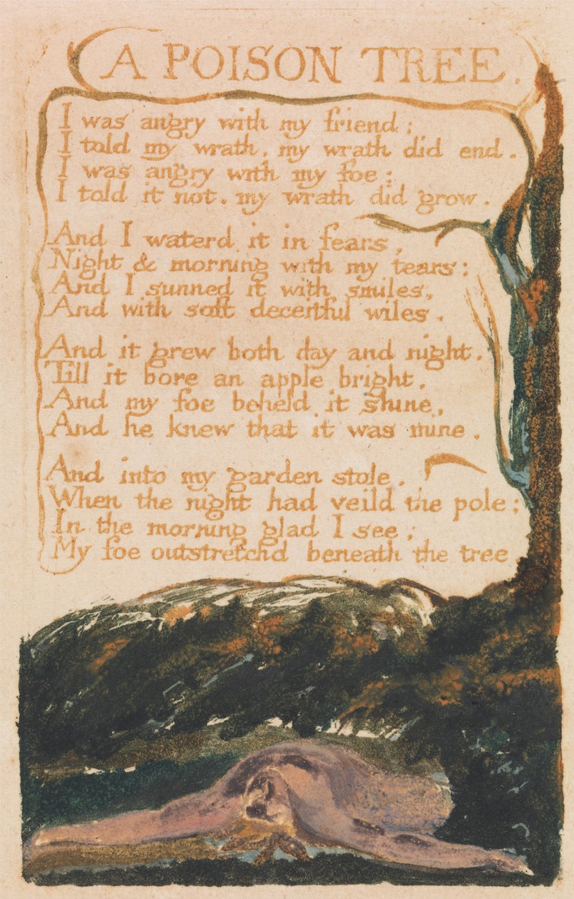 Canciones de la inocencia y de la experiencia, plancha 41, "Un árbol envenenado" (Bentley 49) de William Blake