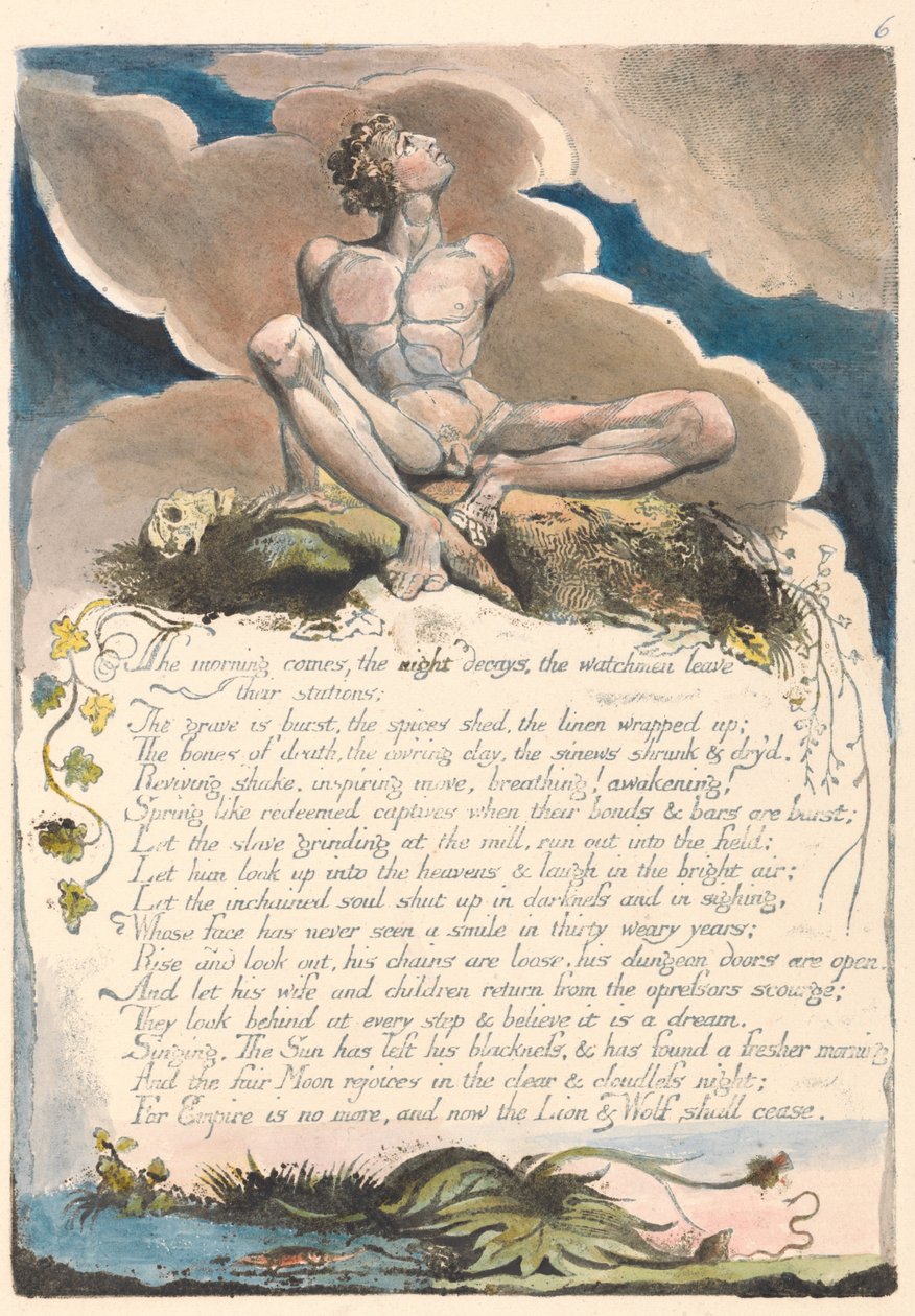 América. Una Profecía, Lámina 8, La Mañana Llega.... de William Blake