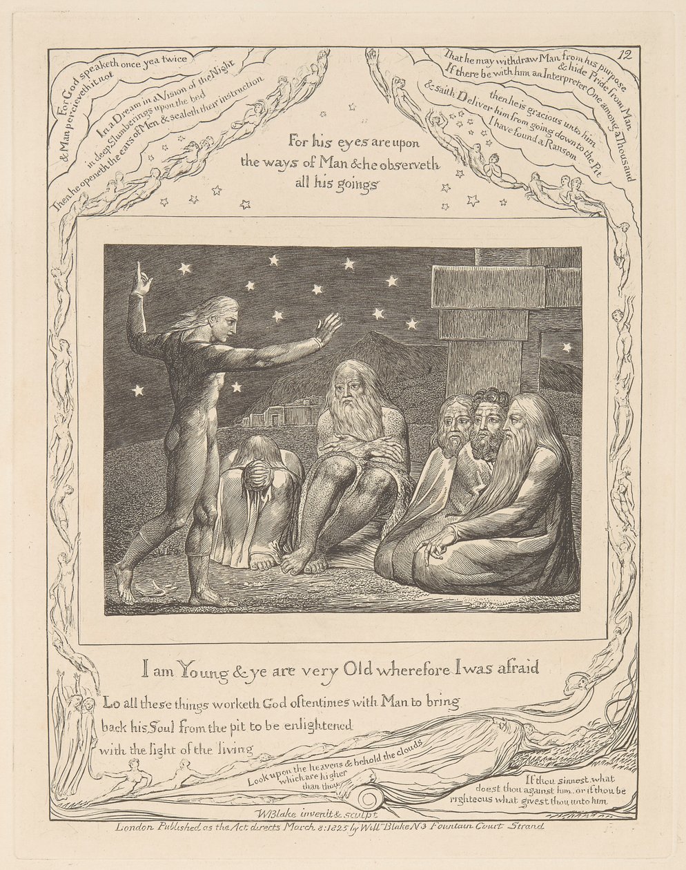 Libro de Job, Plancha 12, La ira de Elihú de William Blake
