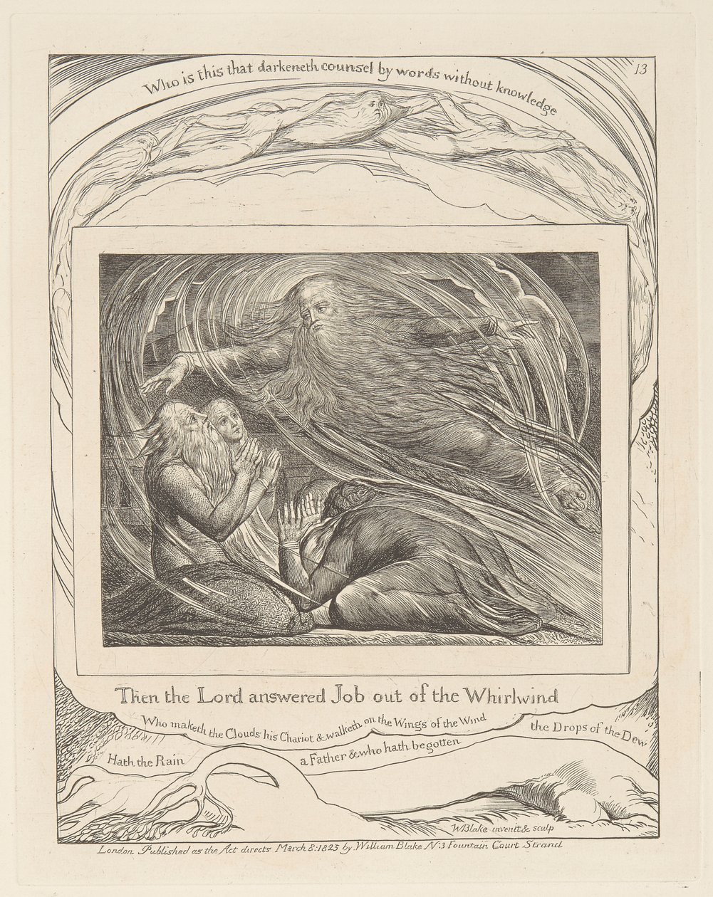 Libro de Job, Lámina 13, El Señor responde a Job desde el torbellino de William Blake