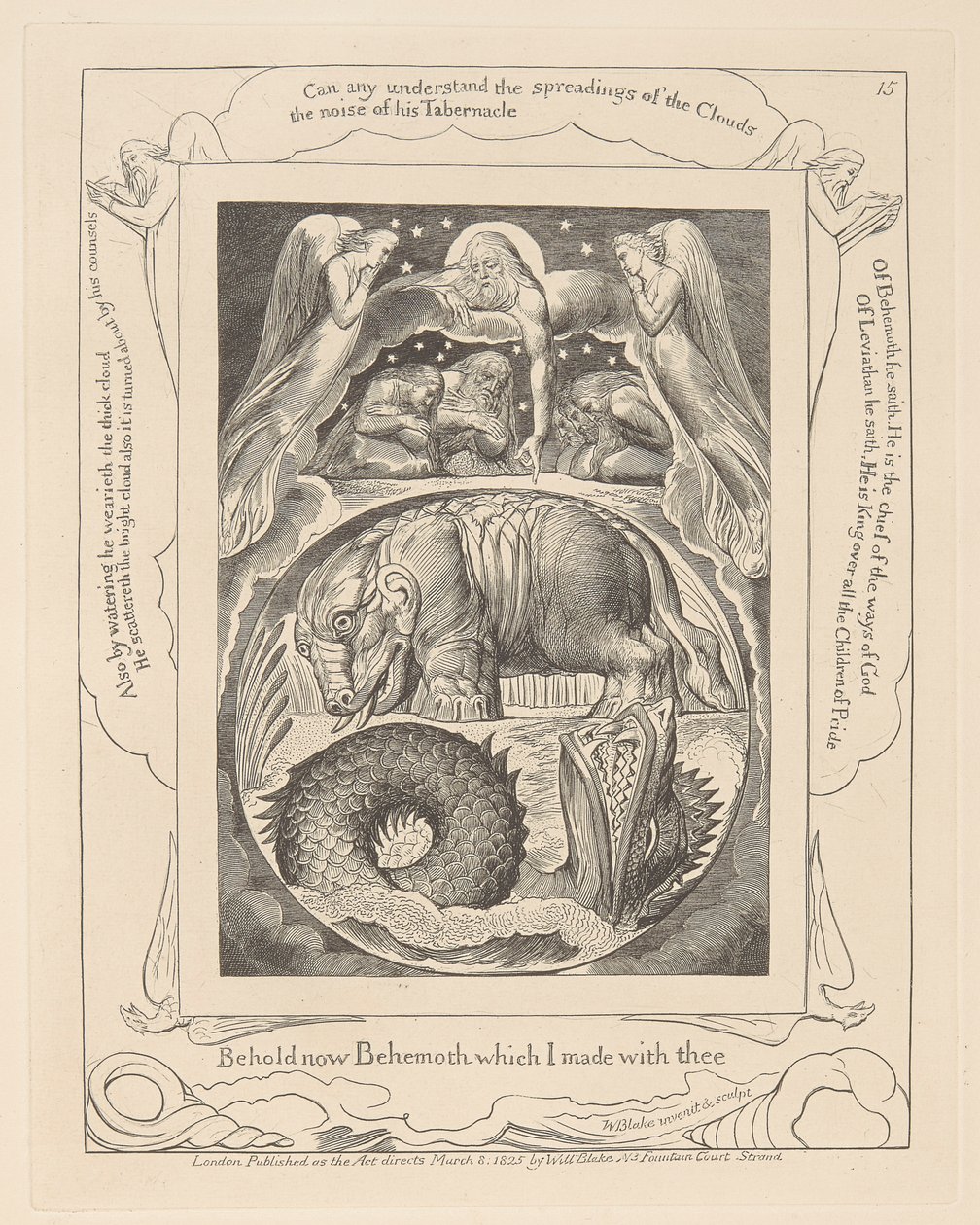 Libro de Job, Lámina 15, Behemoth y Leviatán de William Blake