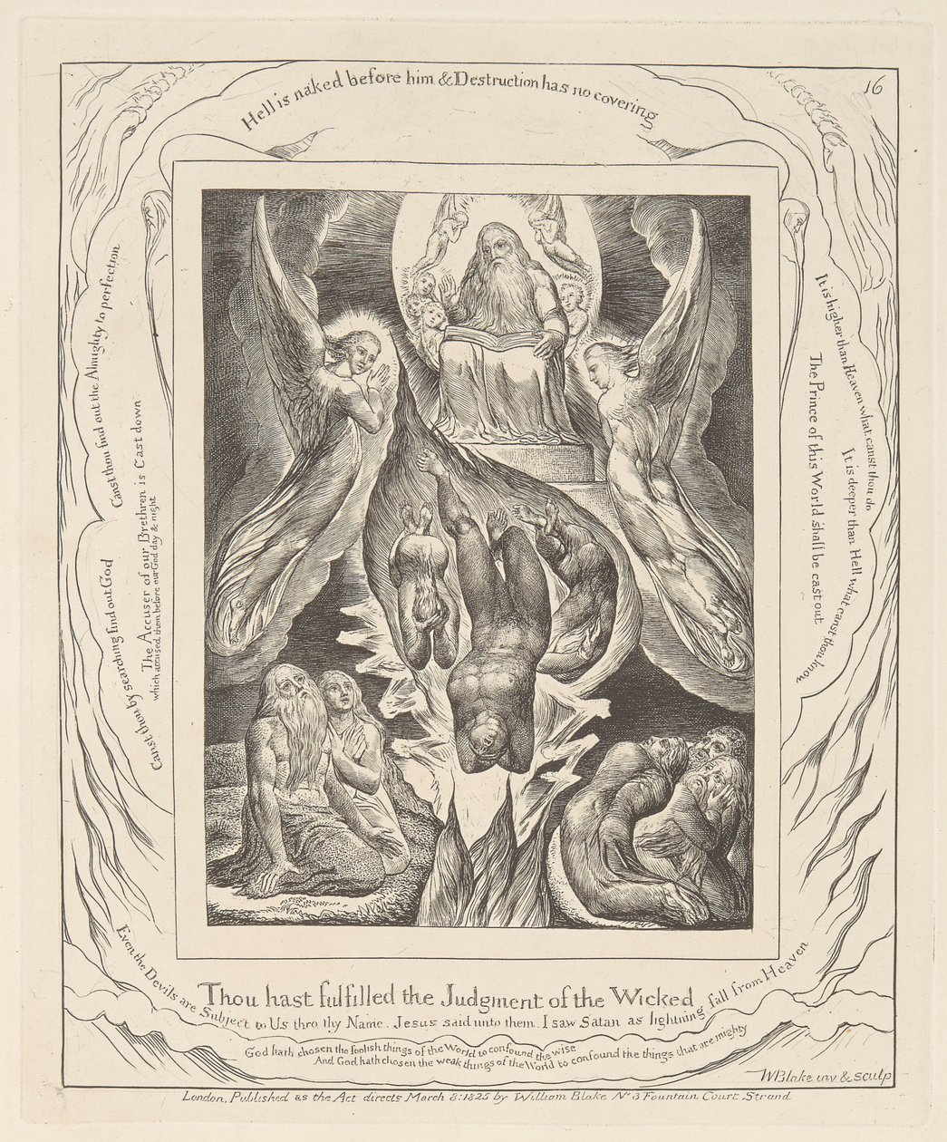 Libro de Job, Plancha 16, La caída de Satanás de William Blake