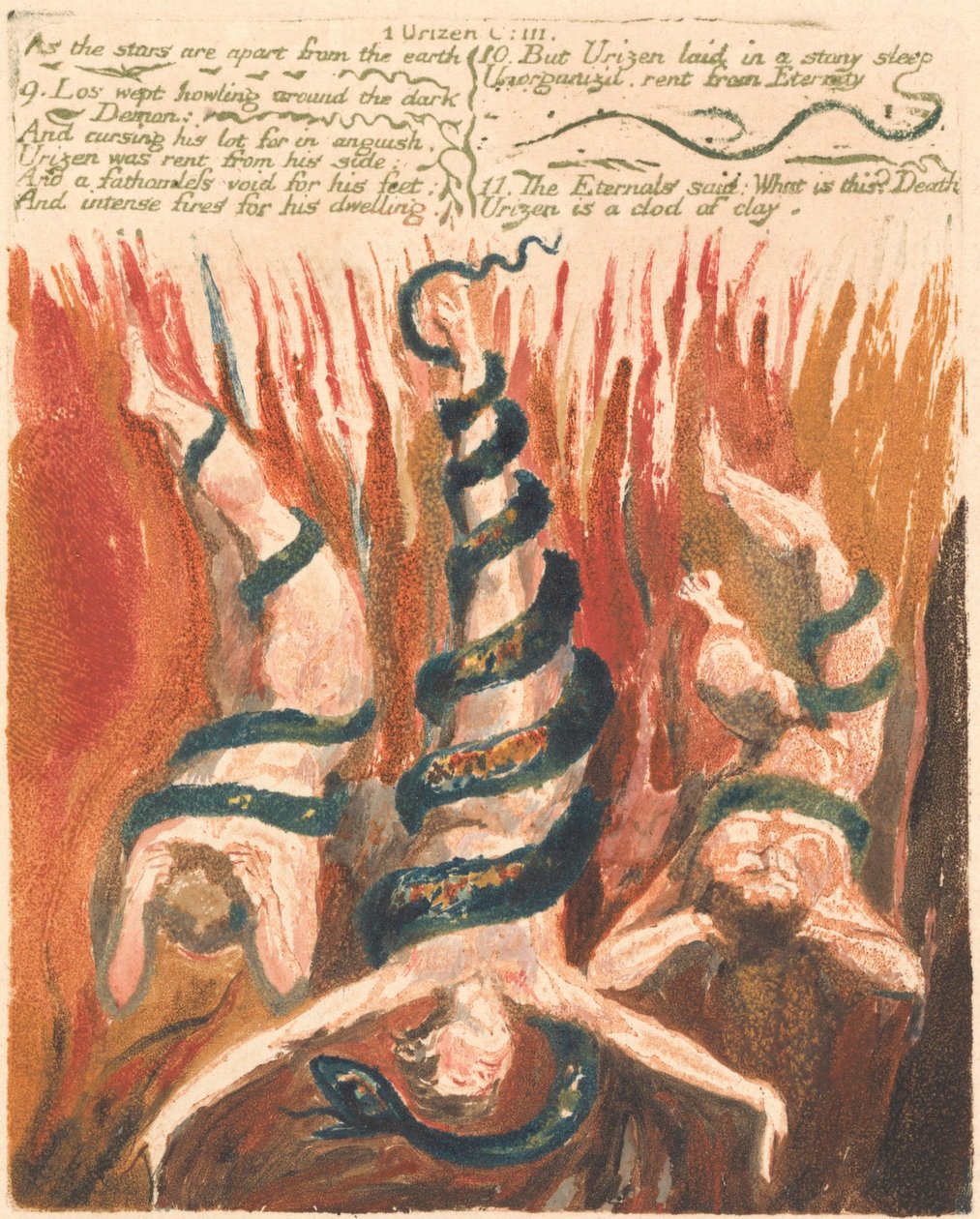 El Primer Libro de Urizen, Lámina 7, "Como las estrellas se apartan de la tierra. . ." (Bentley 6) de William Blake