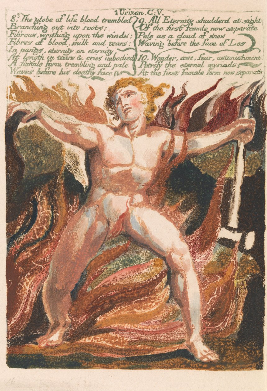 El Primer Libro de Urizen, Lámina 15, "8. El globo de sangre vital tembló. . . ." (Bentley 18) de William Blake