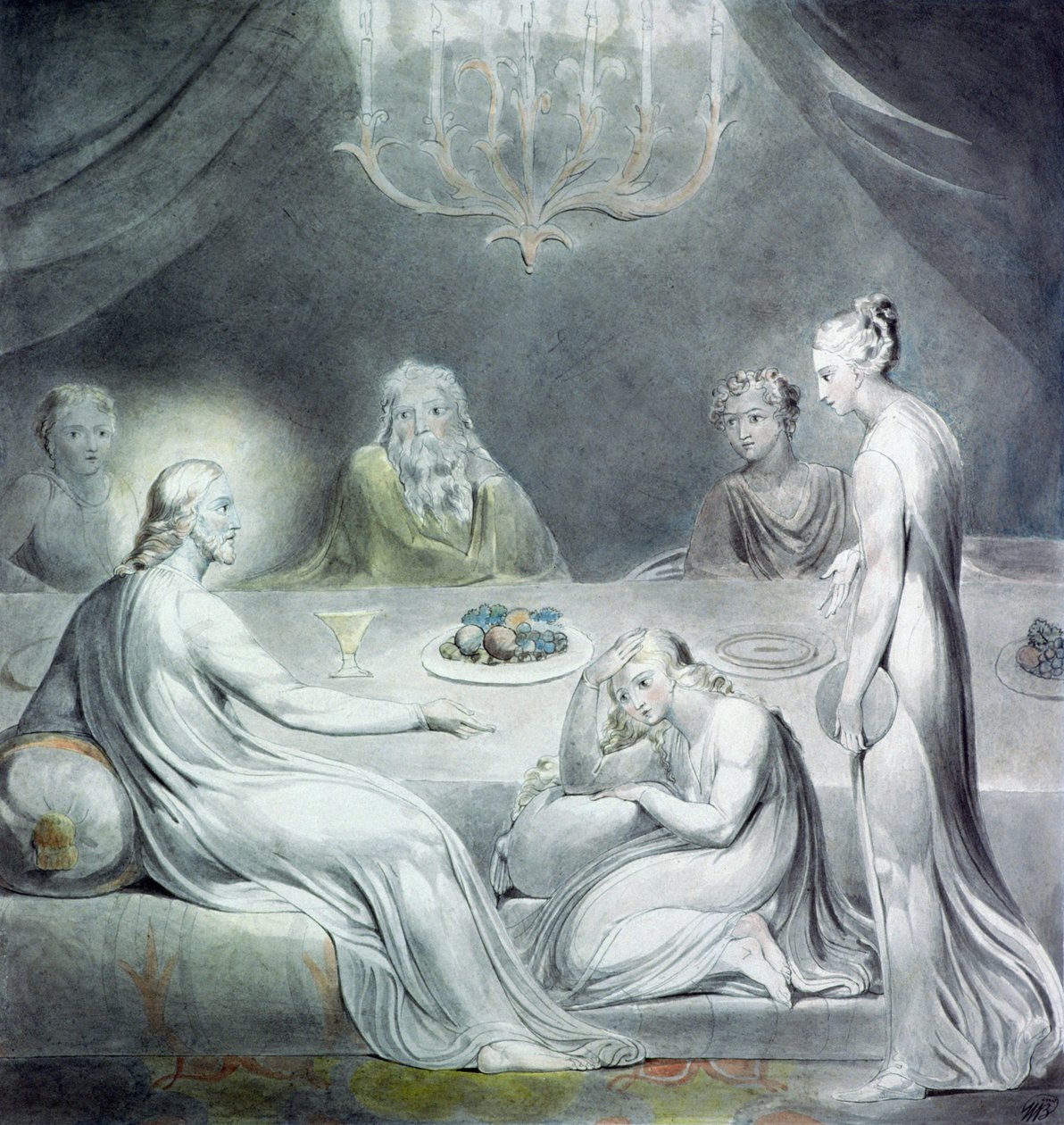 Cristo en la casa de Marta y María o La Magdalena Penitente de William Blake