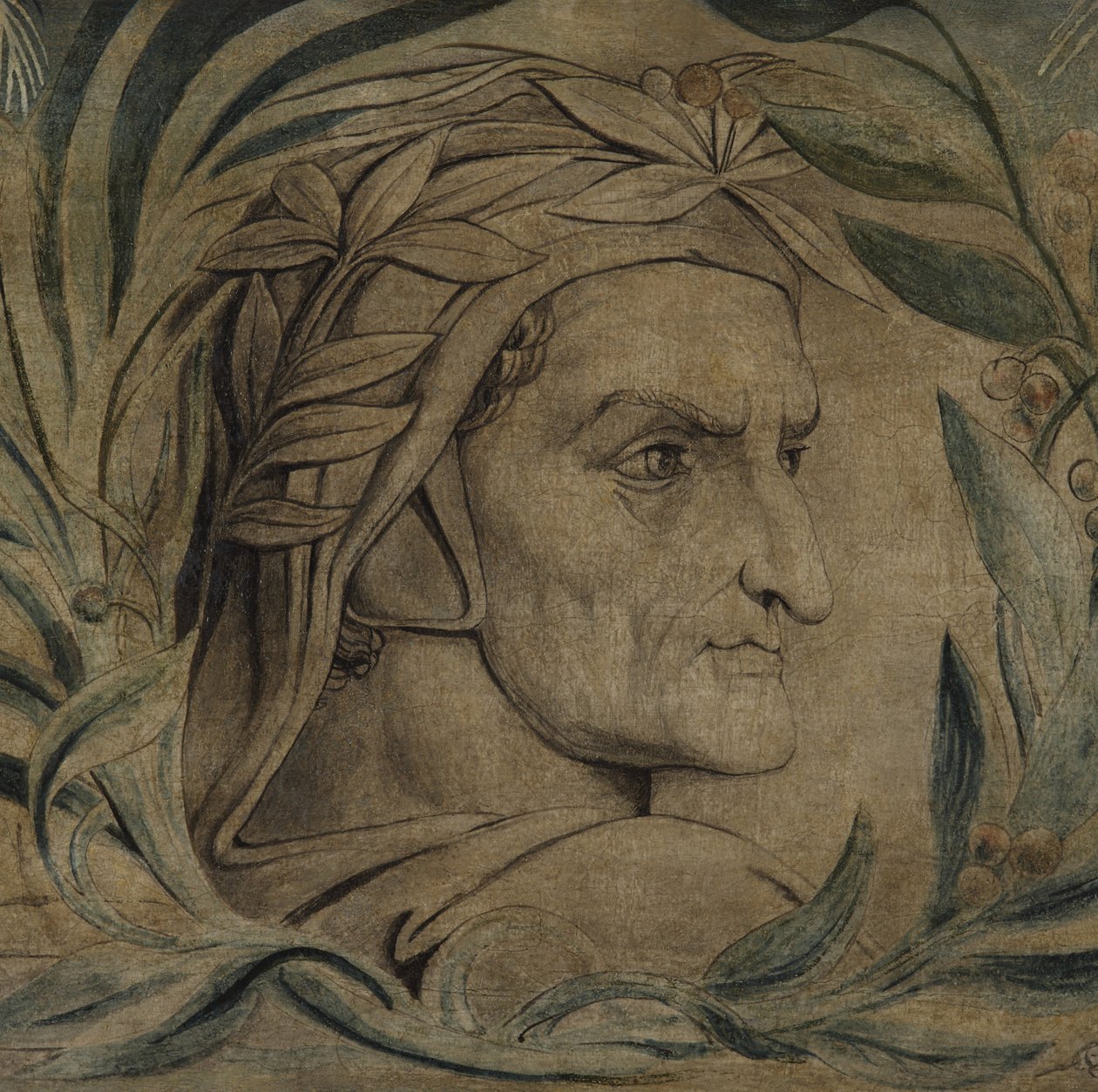 Dante Alighieri, c.1800-03 (pluma y tinta con temple sobre lienzo) de William Blake