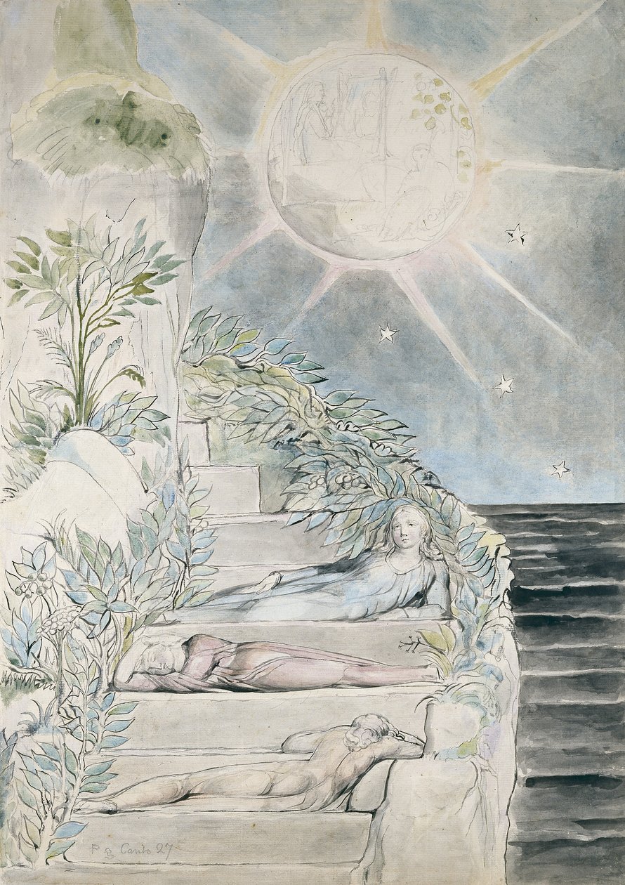 Dante y Statius durmiendo, Virgilio vigilando, ilustración de la 