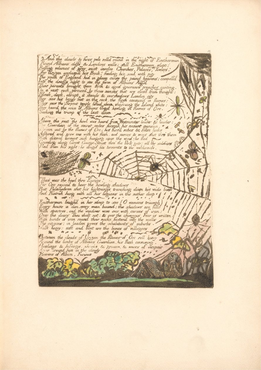 Europa. Una Profecía, Lámina 14, Y las nubes y fuegos . . . .  (Bentley 15) de William Blake