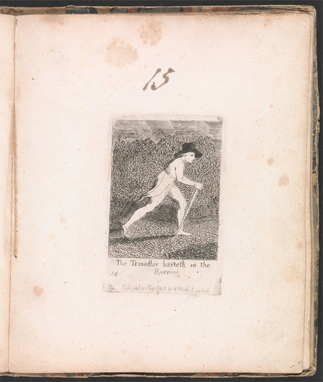 Para Niños. Las Puertas del Paraíso, Placa 16, El Viajero se Apresura en la Tarde de William Blake