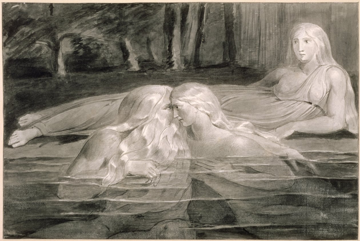 Har y Heva bañándose, Mnetha observando, c.1785-89 de William Blake