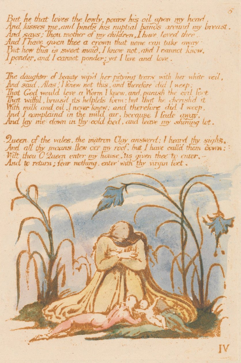 El Libro de Thel, Lámina 7, "Pero el que ama a los humildes . . ." de William Blake