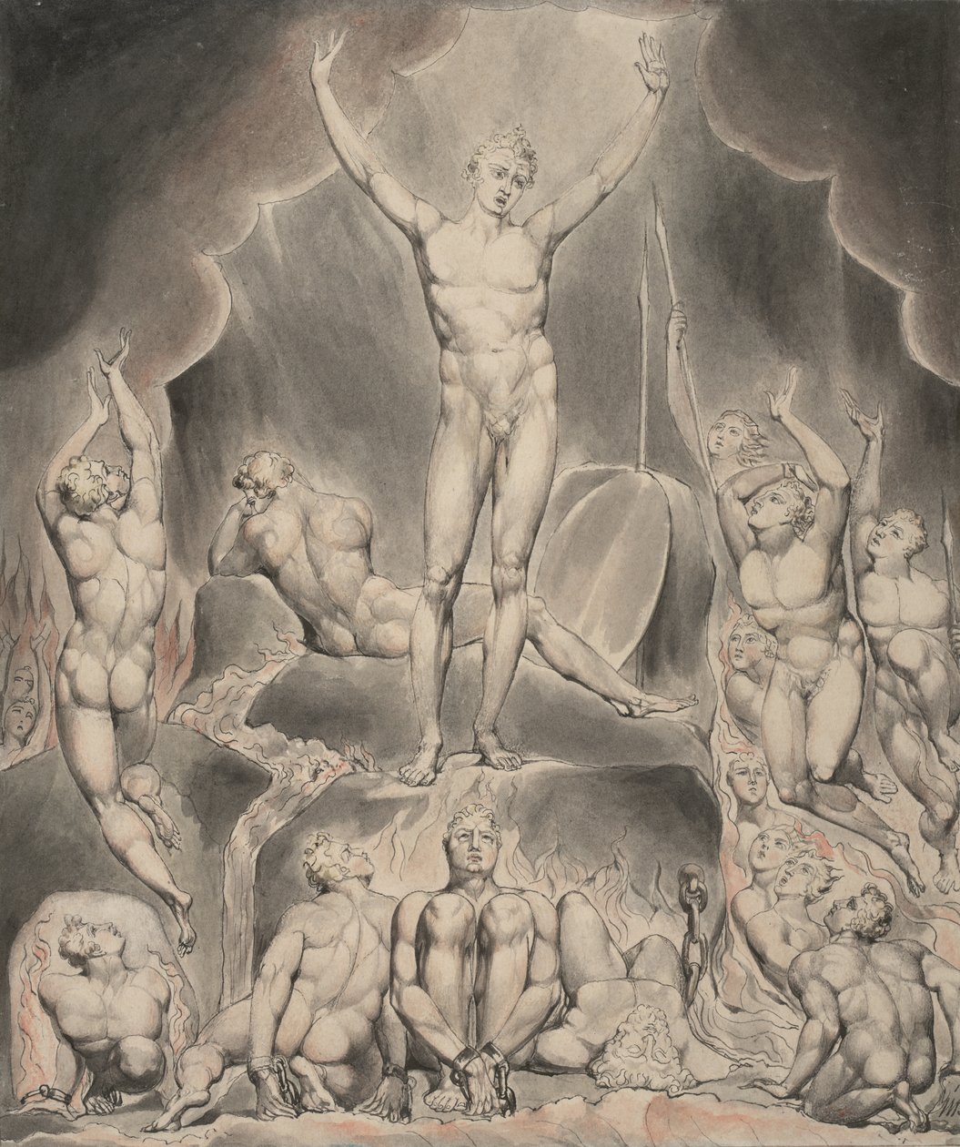 Ilustración 1 del "Paraíso Perdido" de Milton: Satanás llamando a sus legiones de William Blake