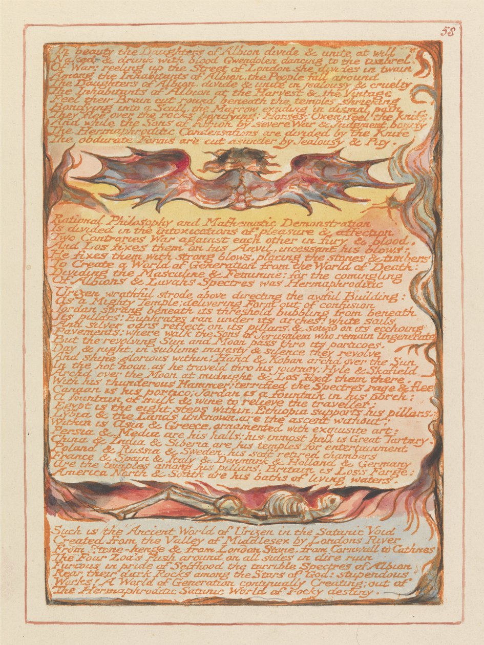 "In Schönheit teilen sich die Töchter von Albion..." (Platte 58) de William Blake