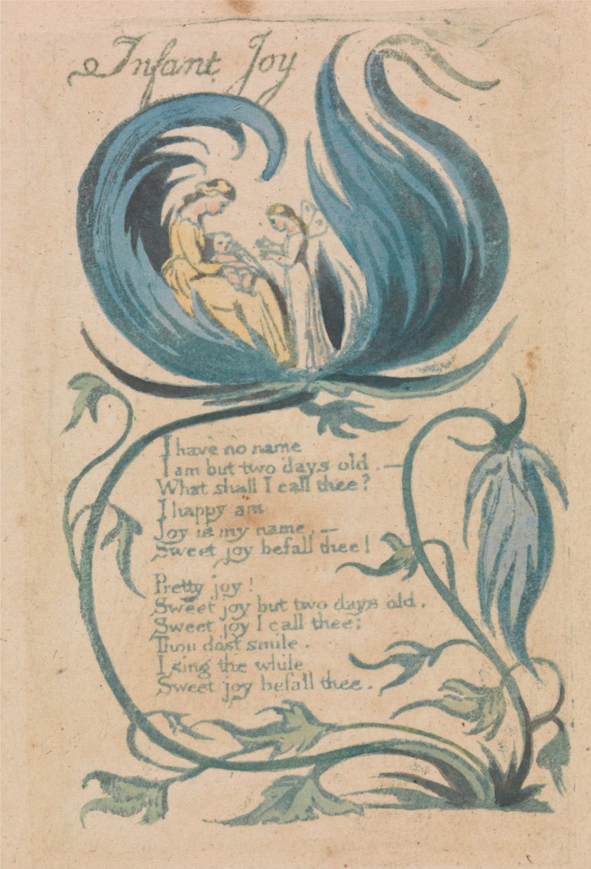 Canciones de la inocencia y de la experiencia, plancha 28, "Alegría infantil" (Bentley 25) de William Blake