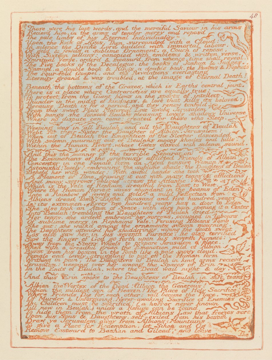 Jerusalén, lámina 48, Estas fueron sus últimas palabras... de William Blake