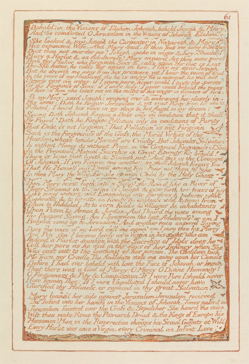 Jerusalén, lámina 61, He aquí - en las visiones de Elohim Jehová... de William Blake
