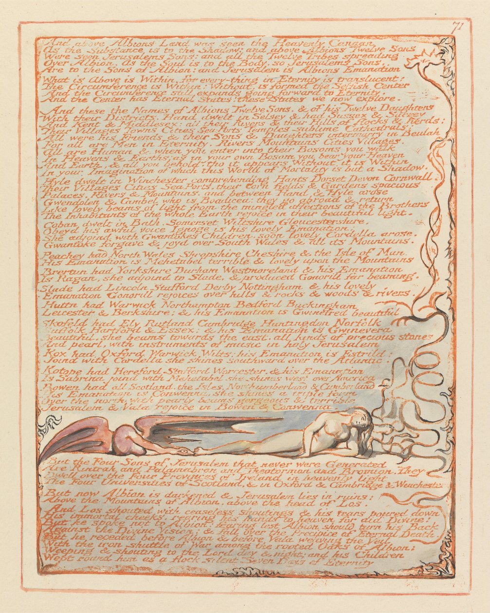 Jerusalén, Placa 71, Y sobre la Tierra de Albión... de William Blake