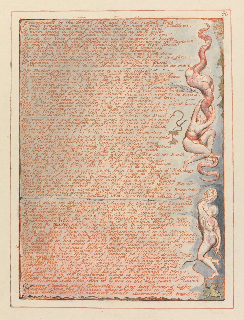 Jerusalén, Lámina 80, Rodeado por la red congelada.... de William Blake