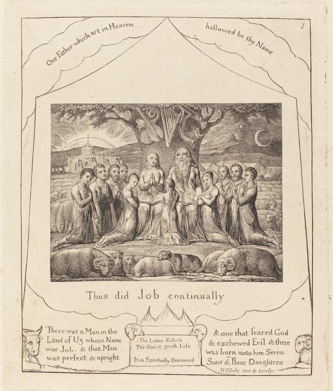 Job y Su Familia, 1825 de William Blake