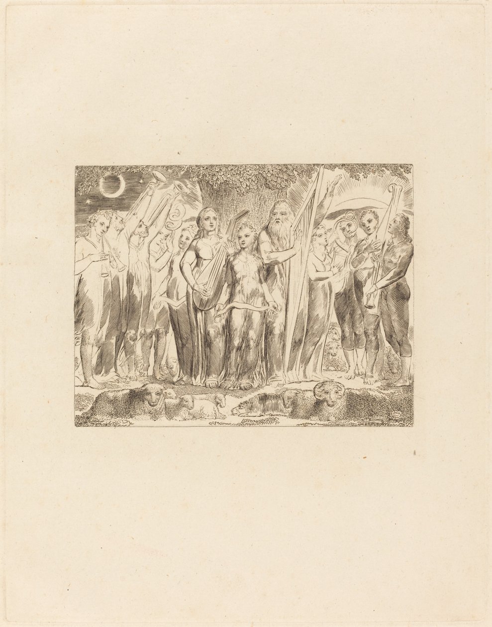 Job y su familia restaurados a la prosperidad de William Blake