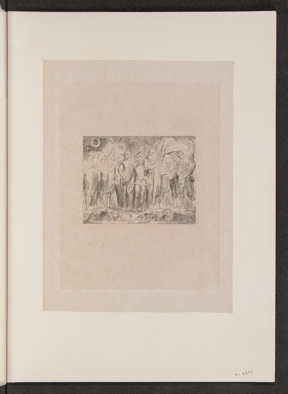 Job y su familia restaurados a la prosperidad de William Blake
