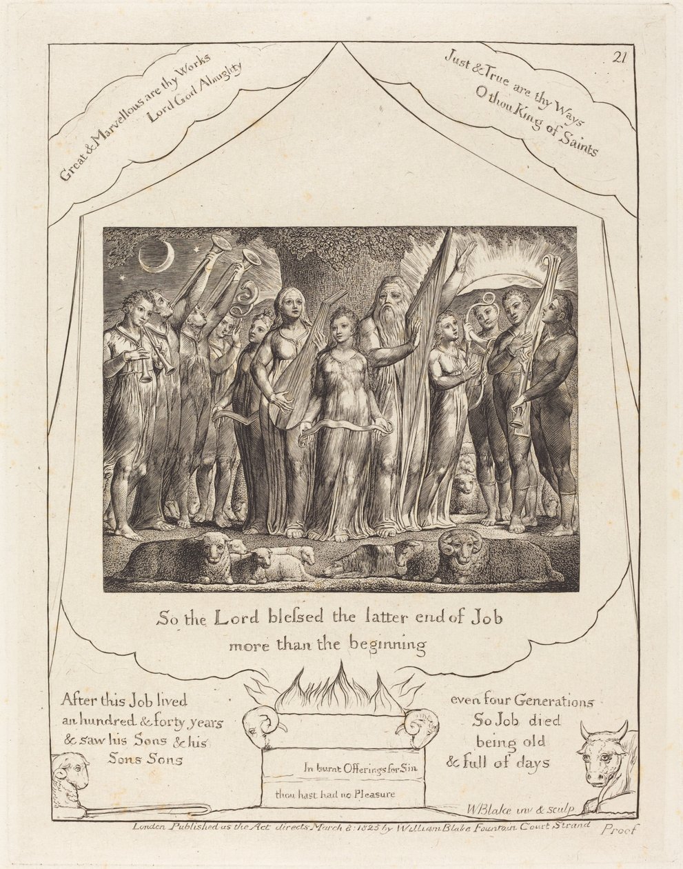 Job y su esposa restaurados a la prosperidad de William Blake