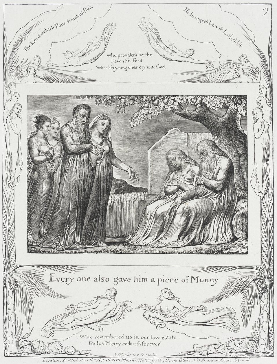 Job y su esposa recibiendo limosna de William Blake