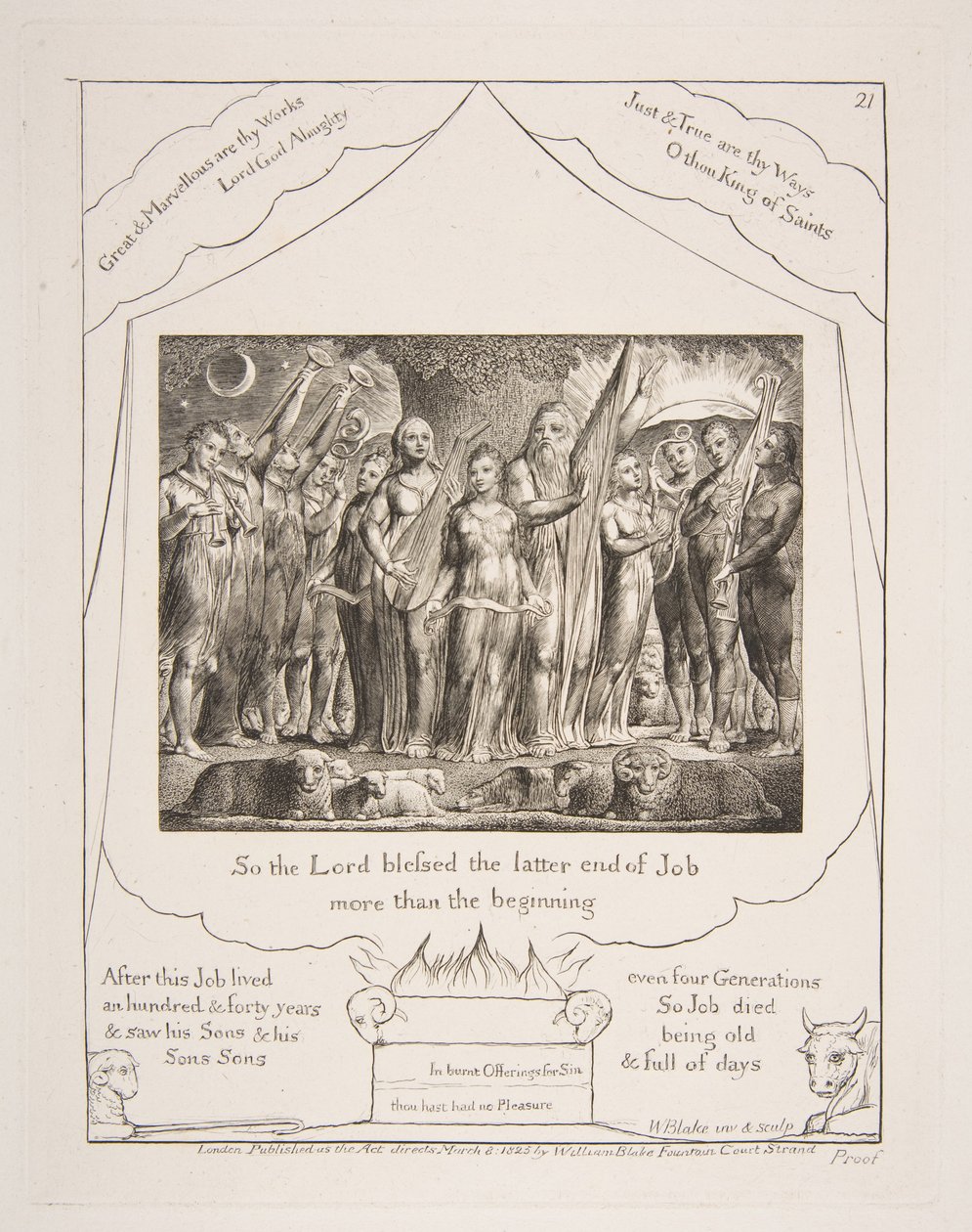 Job y su esposa restaurados a la prosperidad, de Ilustraciones del Libro de Job, 1825-26 de William Blake
