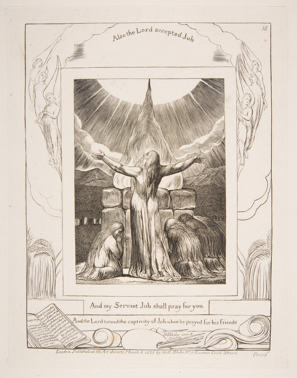 El sacrificio de Job, de Ilustraciones del Libro de Job, 1825-26 de William Blake