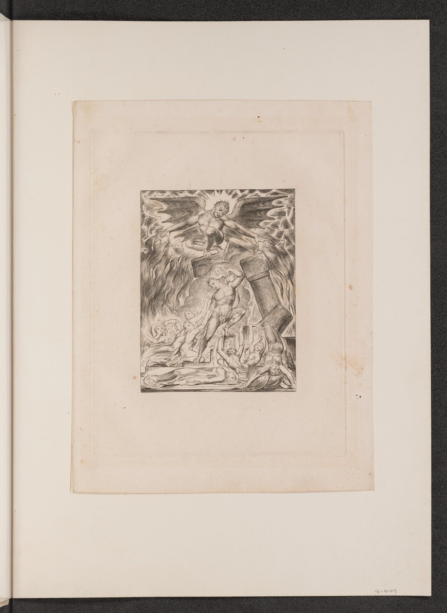 Los hijos e hijas de Job abrumados por Satanás de William Blake